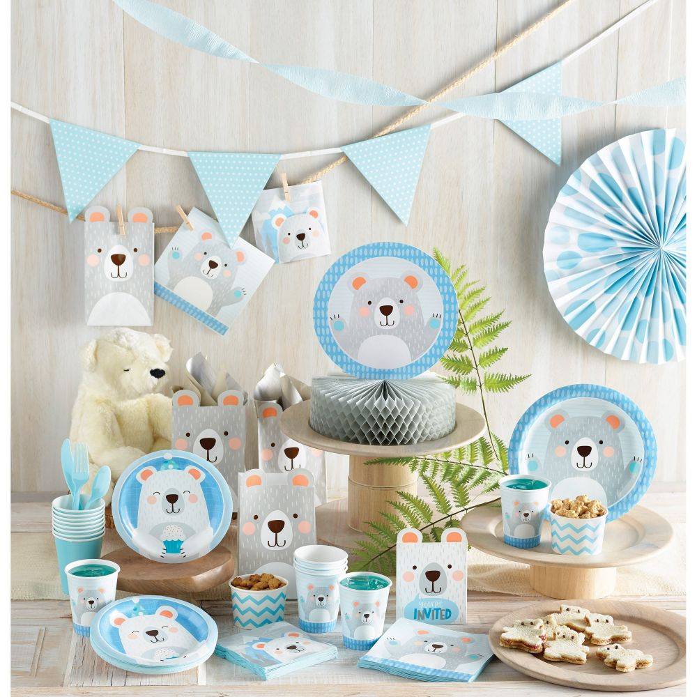 Popular Teddy Bear Party Decorations Tableware Set Blue