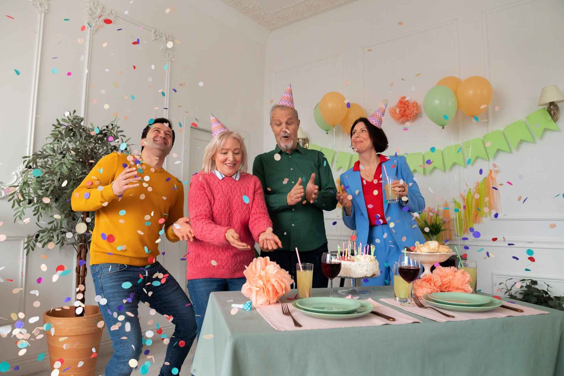 elderly people celebrating their birthday party