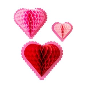 Personalized Hanging Honeycomb Hearts Valentine's Day Decor