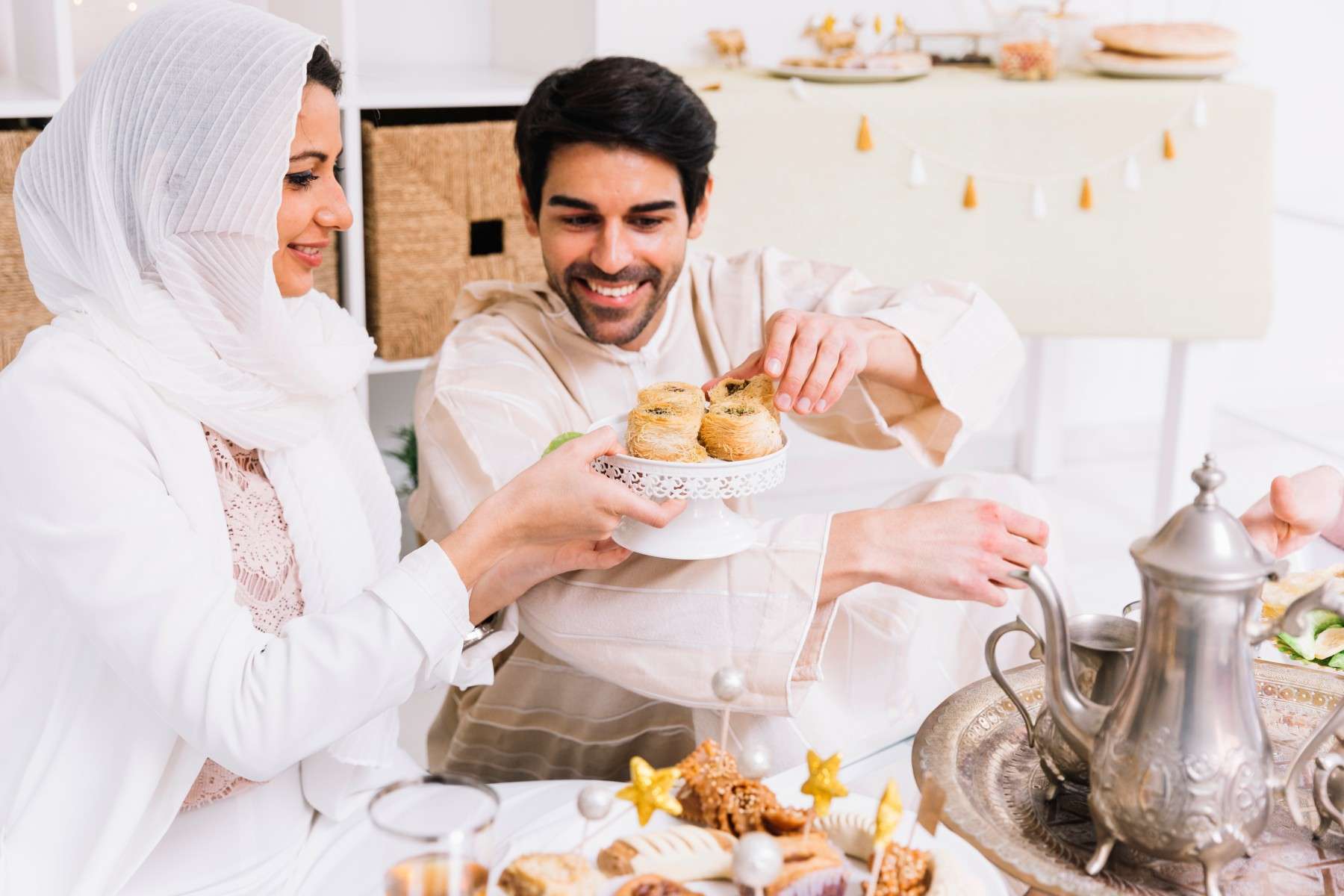 eid celebrations eid al fitr concept with arab food