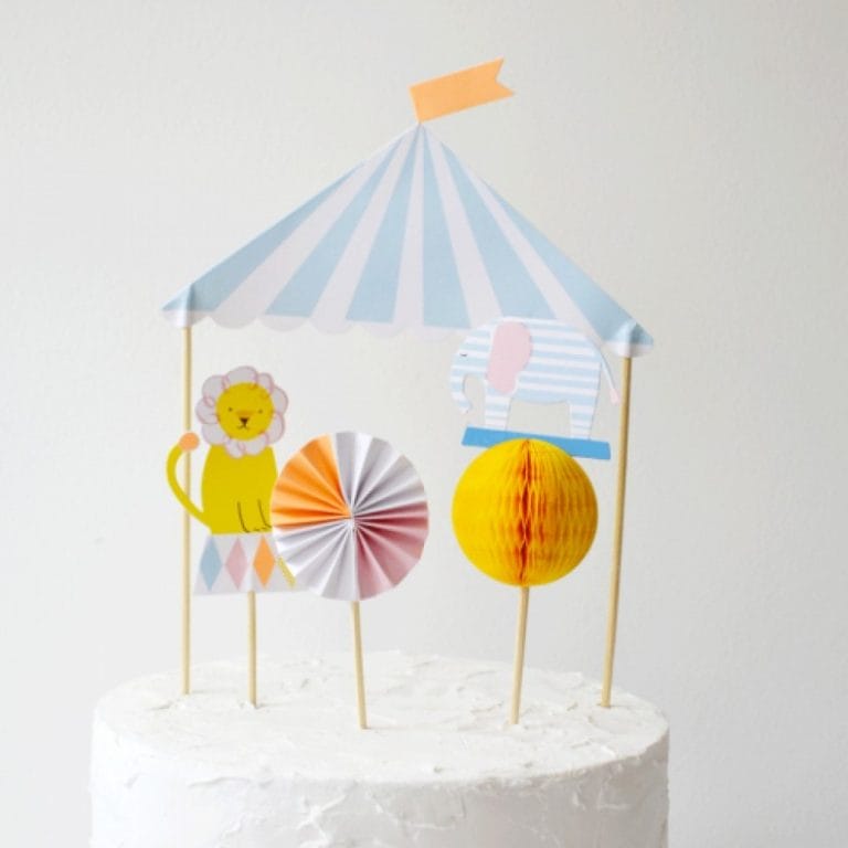 Silly-Circus-Cake-Topper-on-Cake-by-Meri-Meri