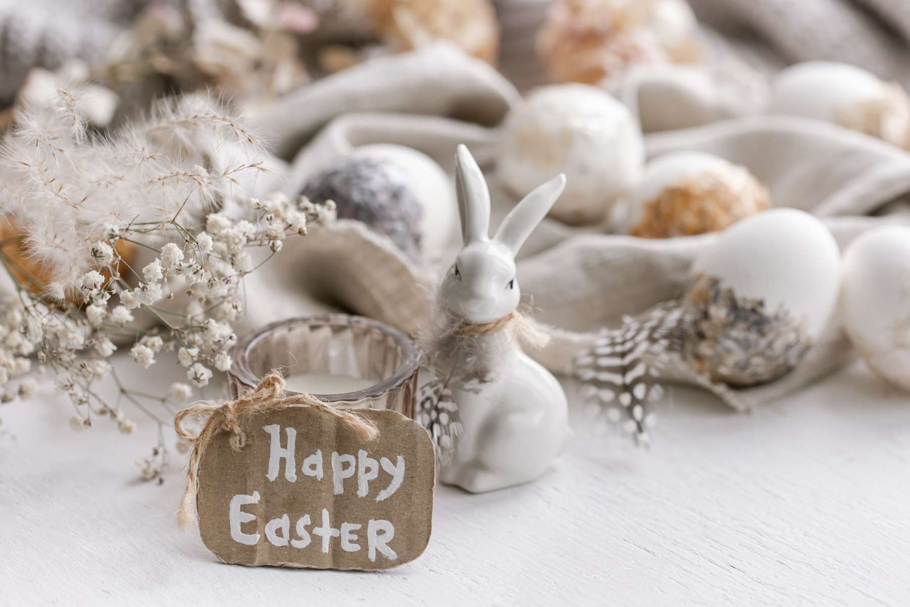 happy easter background with pastelcolored decor details