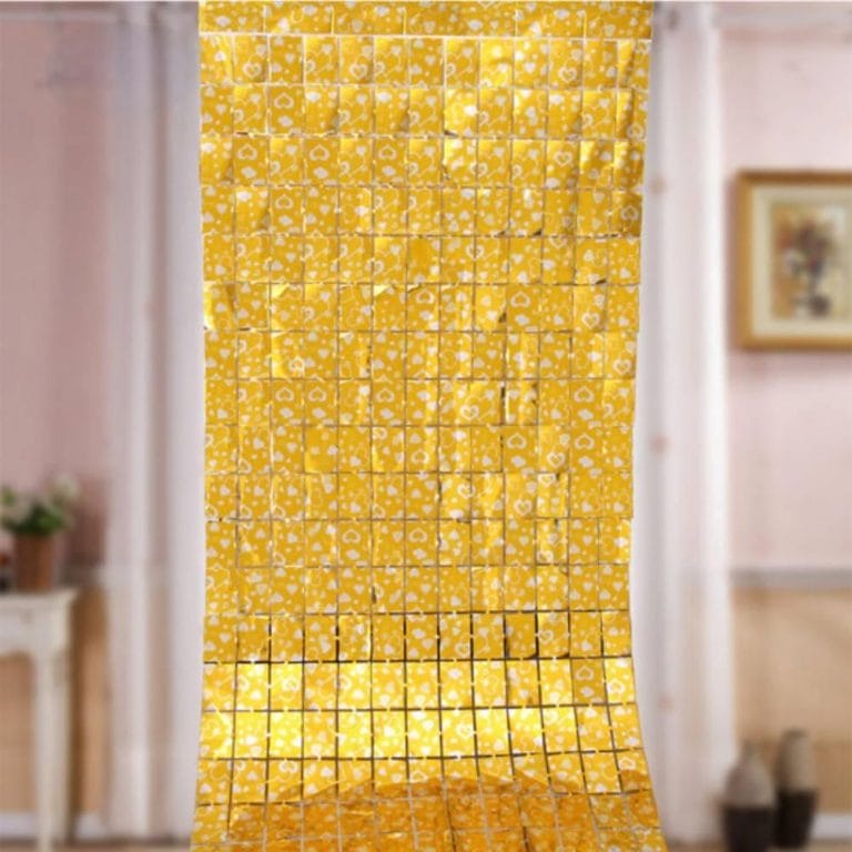 Love Print Square Foil Curtain-1