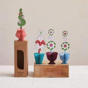 Hello HoneyxAE 6x22 Printed Paper Folding Honeycomb Topiary with Holiday Design Set 1