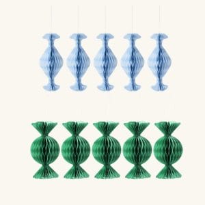 Green Light Blue Pompom Honeycomb Decor Bespoke Event Decorations by Pro Maker