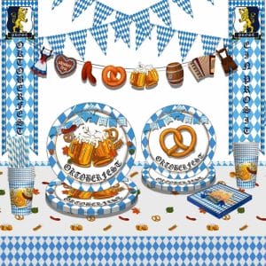 85PCS Oktoberfest Party Pack – Custom Plates Cups Banner Bulk Set