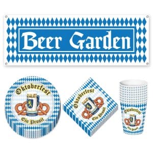 Oktoberfest Party Pack Plates Cups Napkins & Beer Garden Banner Custom