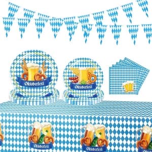 Oktoberfest Party Decor Set – Bavarian Plates, Flags, Tablecloth Wholesale