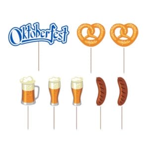Oktoberfest Cake Toppers – 8Pc Assorted Party Decorations Bulk Set