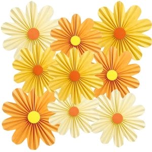 Orange Paper Flower Wall Decor Custom Floral Fans for Bulk Orders