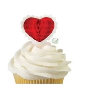 Custom Honeycomb Heart Cupcake Toppers – 12 Ct Valentine Party Wholesale
