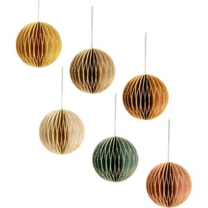 Branded Christmas Honeycomb Lanterns 6pcs Green Brown Glitter Factory Direct Supplier