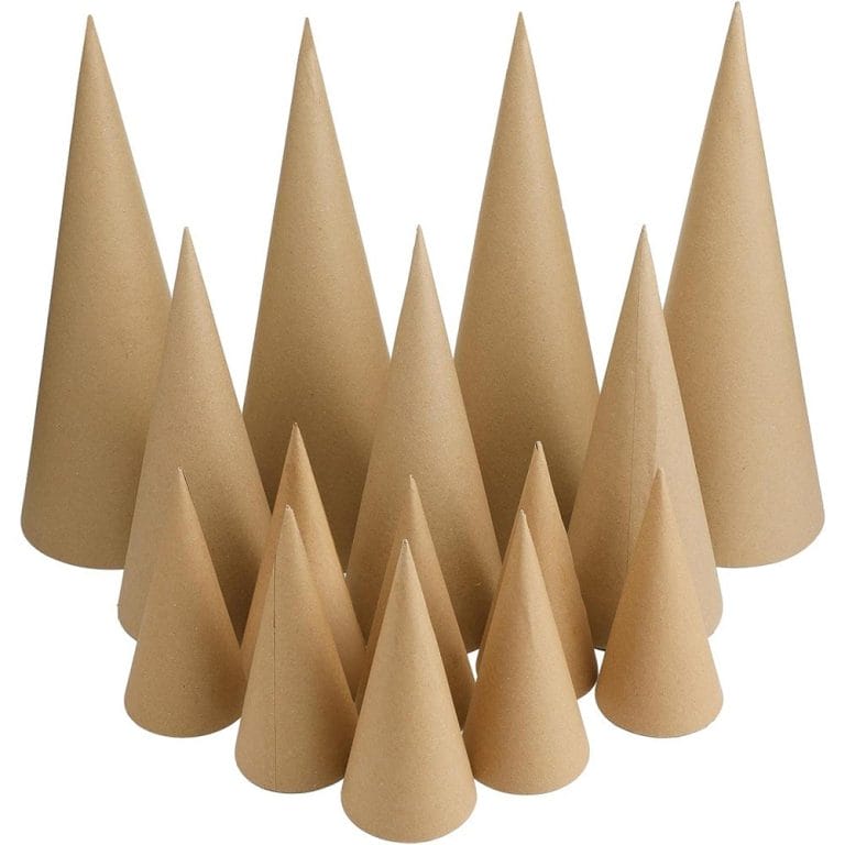 Ceenna 6 Pcs Paper Mache Cones Open Bottom Cardboard Craft Cones for Christmas Tree DIY Gnomes Ornament Multiple Sizes