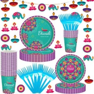 Factory Direct Happy Diwali Tableware Set 105pcs Bulk OEM Catering Supplier