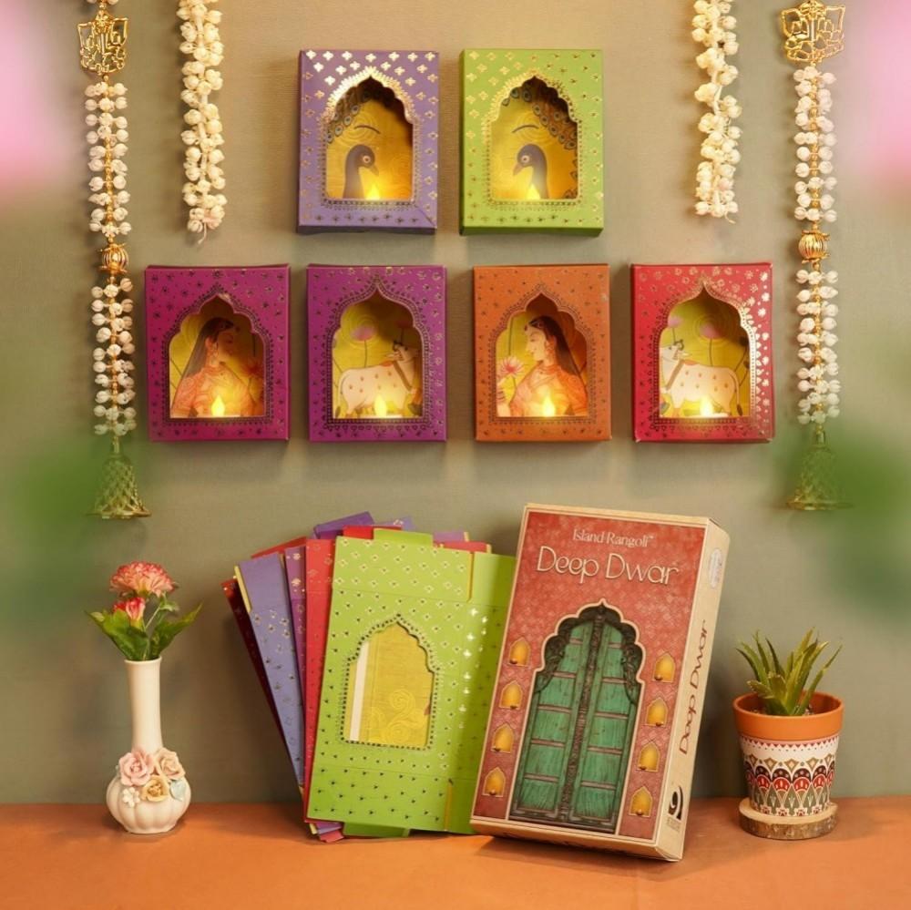 Island Rangoli Paper Deep Dwar (Pack Of 6) _ Home Decor _ Diwali Decoration_ Festive Decor _ Wall Decor _ Traditional Jharokha Box _ Diy Craft _ 18L x 7W cm (2)