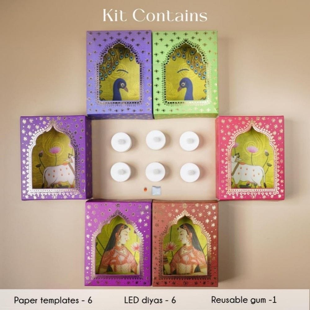 Island Rangoli Paper Deep Dwar (Pack Of 6) _ Home Decor _ Diwali Decoration_ Festive Decor _ Wall Decor _ Traditional Jharokha Box _ Diy Craft _ 18L x 7W cm (4)