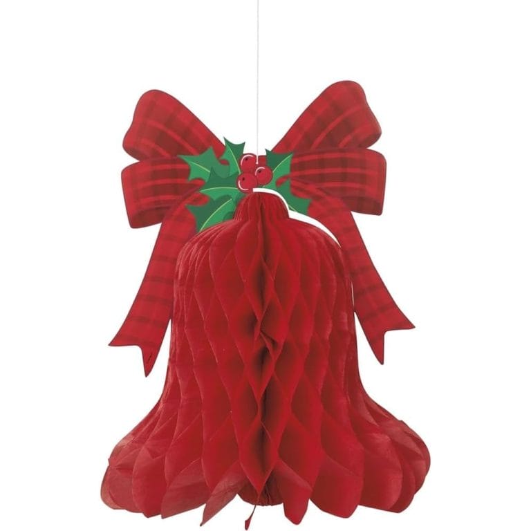 Red Bell Christmas Honeycomb Hanging Decoration