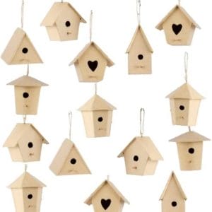 Private Label Paper Mache Birdhouse Ornaments 18pcs DIY Home Decor Bulk Manufacturer