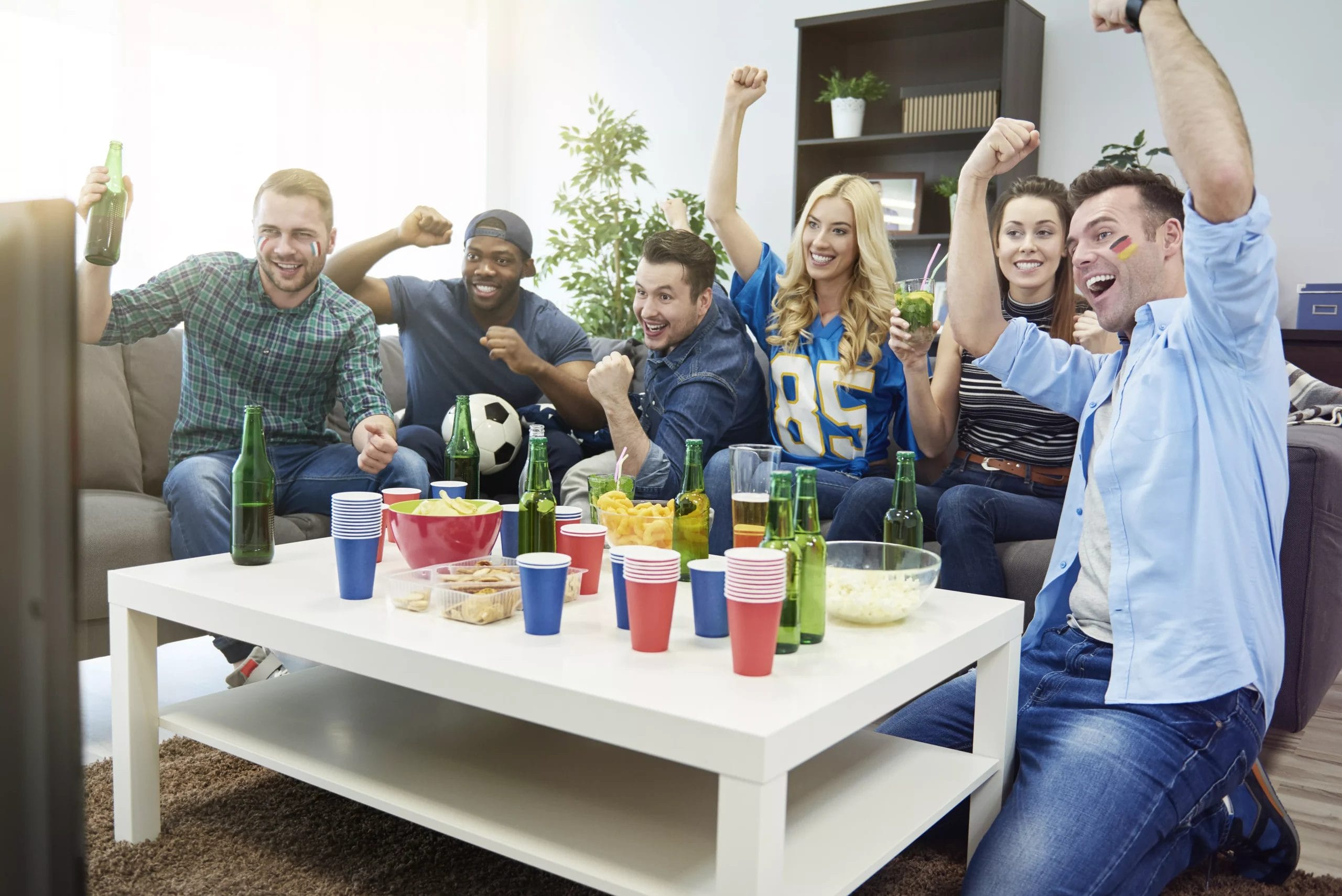 super bowl friends watching match having fun together