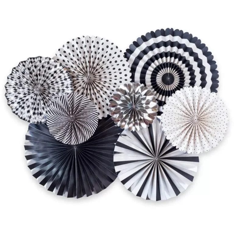 Black White Silver Party Fans (1)