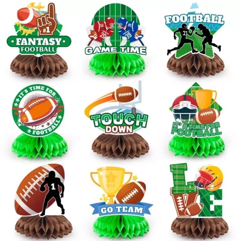 Football Honeycomb Centerpiece, 9 Pcs Football Rugby Honeycomb Centerpieces