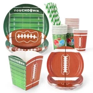Fun Football Theme Paper Party Supplies Kit for 25 Guests Branded Event Tableware
