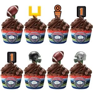 Personalized Football Cupcake Toppers & Football Cupcake Wrappers
