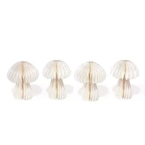 White Honeycomb Mushroom Decor Set of 4 Customized Figurines for Display