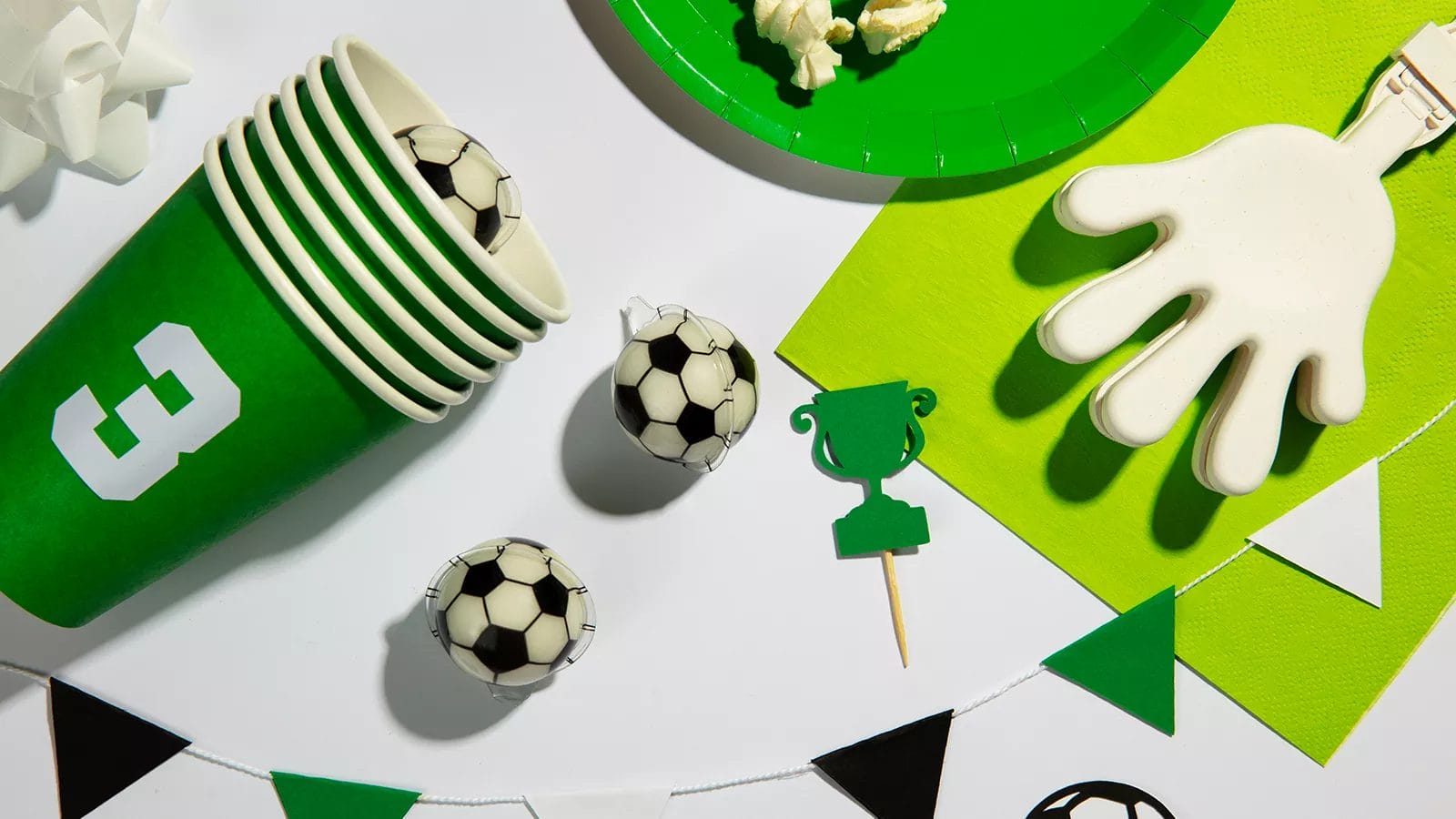 soccer birthday items arrangement