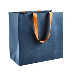 Custom Gold Foiled Logo Embossed Paper Navy Gift Bags Manufacturer