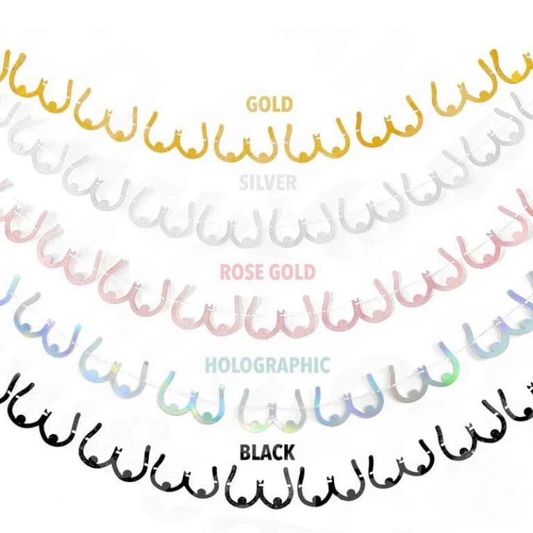 Bachelorette Decorations Private Label Silver Glitter Boob Banner