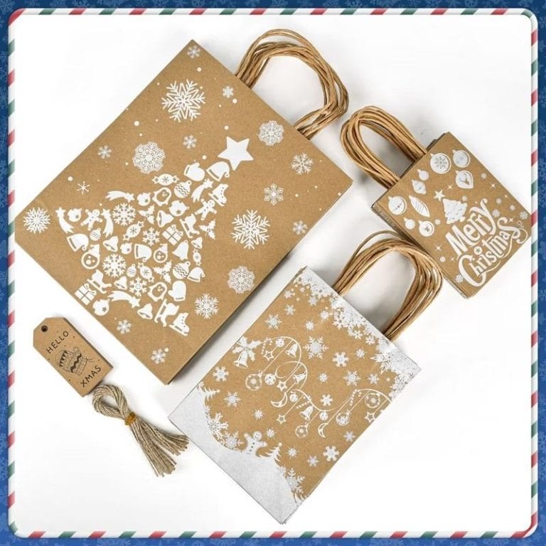 24PCS Presence Christmas Kraft Paper Gift Bag,There are Three Sizes Available, 6 of 8