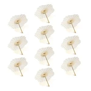 Large 32" White Scallop Blossom Shaped Paper Parasol Umbrella Supplier