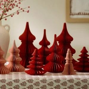 Ruby Paper Honeycomb Tree  Customized Christmas Table Display Decorations