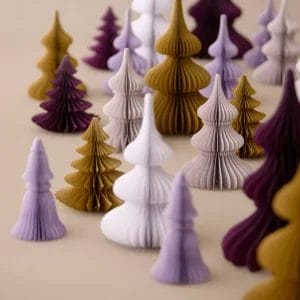 Lavender Tissue Paper Honeycomb Christmas Tree Private Label Paper Decorations
