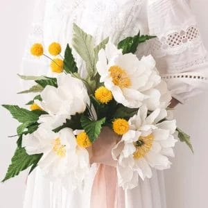 Customized Coral Charm Peony Paper Flower Bouquet DIY Wedding Bouquet