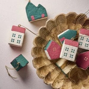 Cotton Mache House Ornaments Bulk Handmade Christmas Decorations