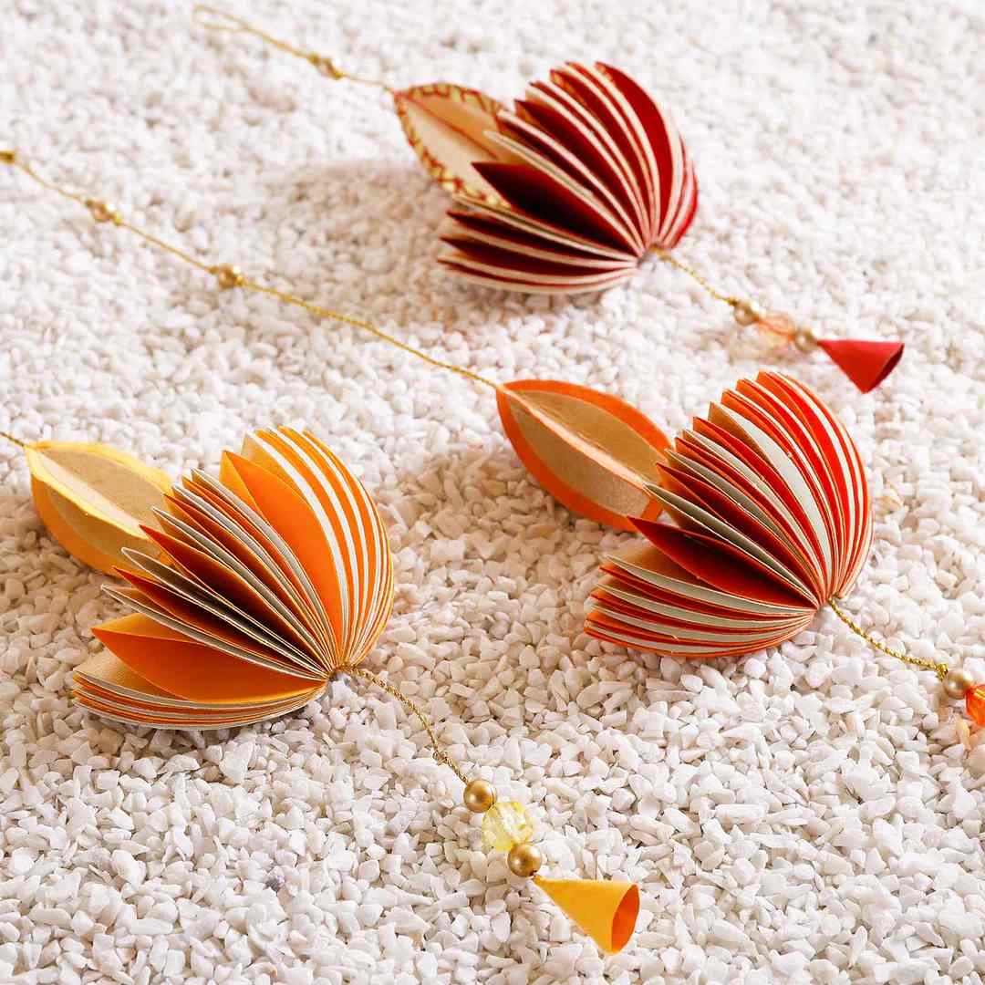 Wholesale customized Diwali decorations Handmade Honeycomb Diya Paper Hanging _ Set of 3