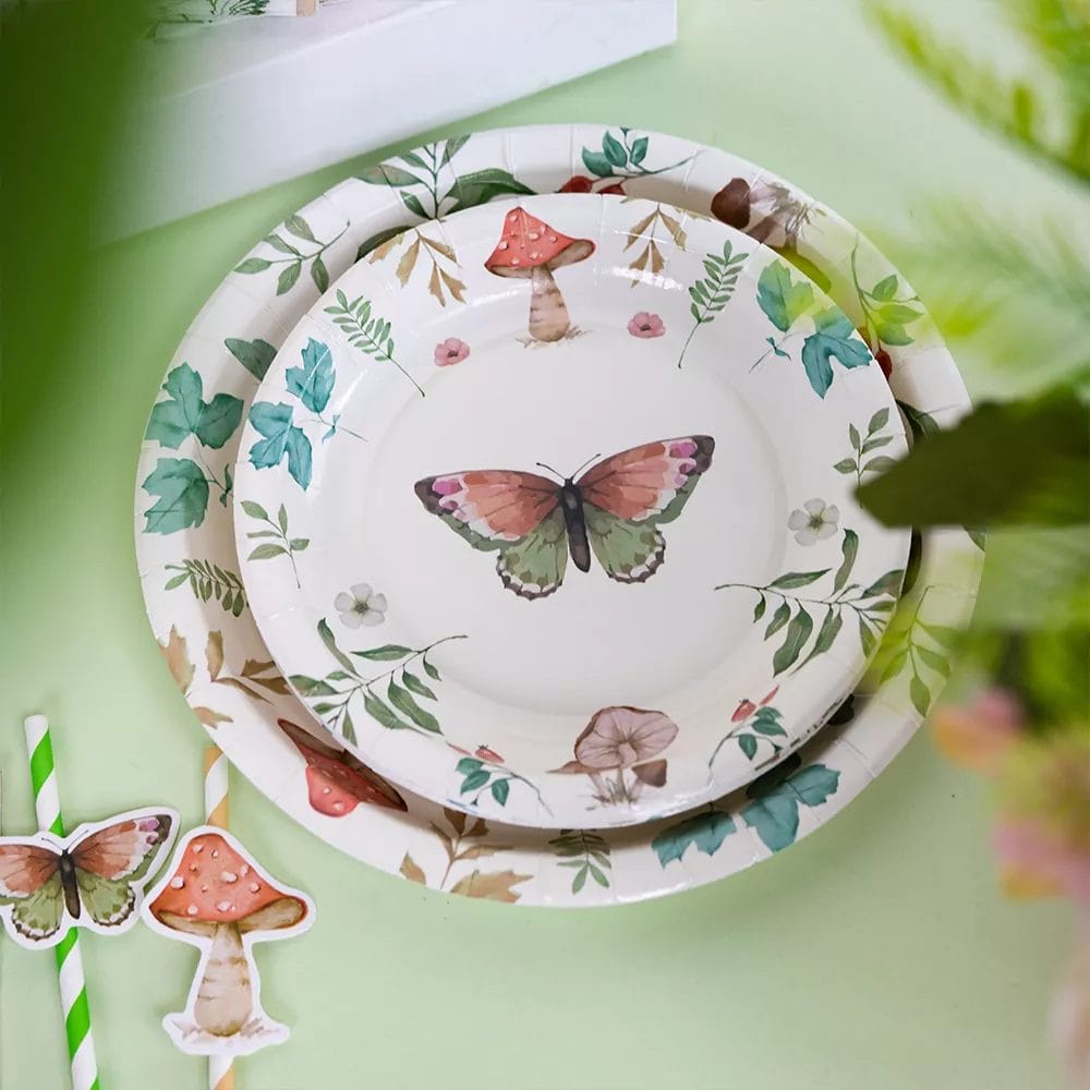 spring forest butterfly themed plates
