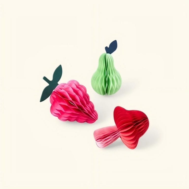 Paper fruit decorations _ Ø8-10 cm. 3 pcs