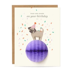 Customized Pugs and Kisses Birthday Card With Reasonable Price