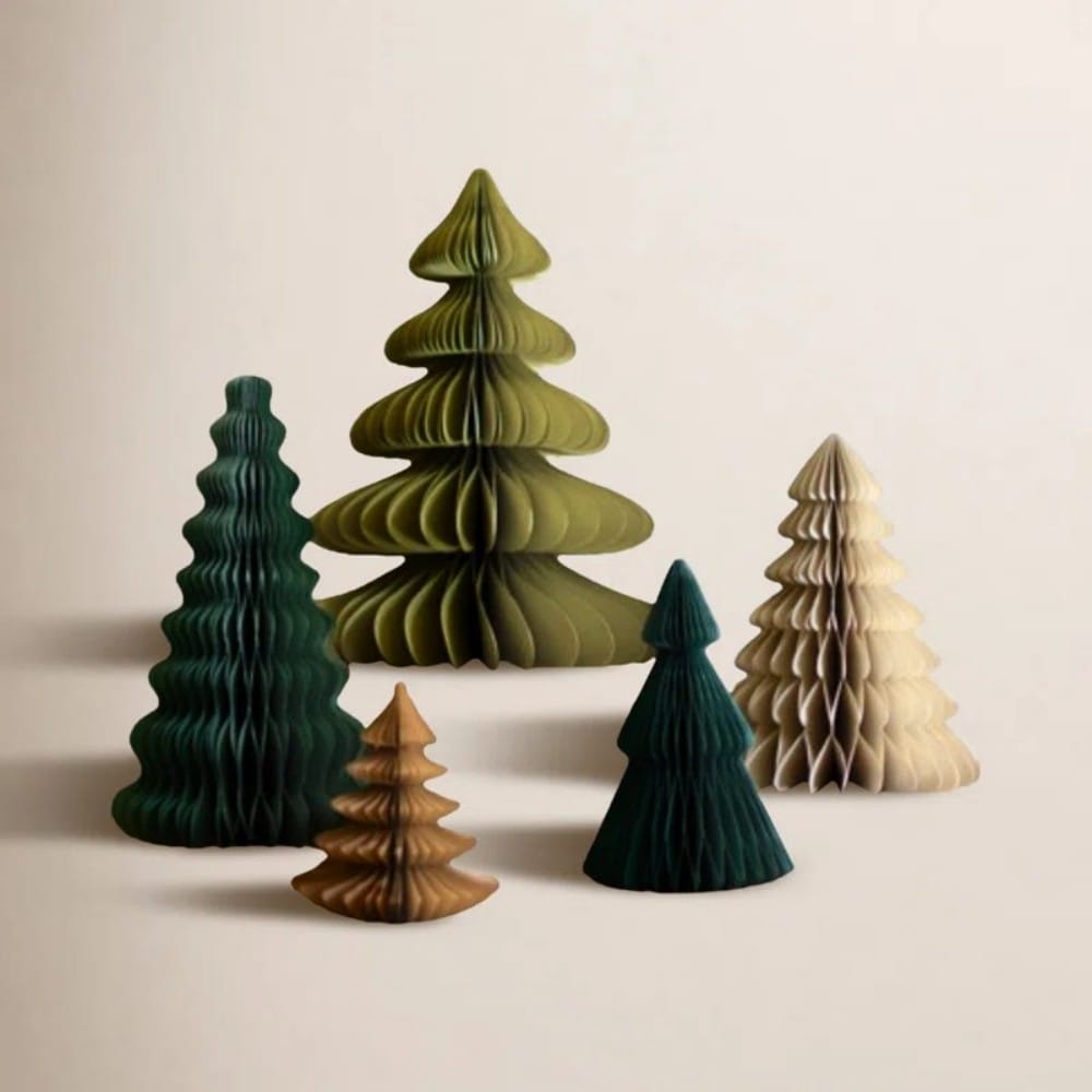 SET OF FIVE PAPER ACCORDIAN CHRISTMAS TREES - ONE EACH (1)