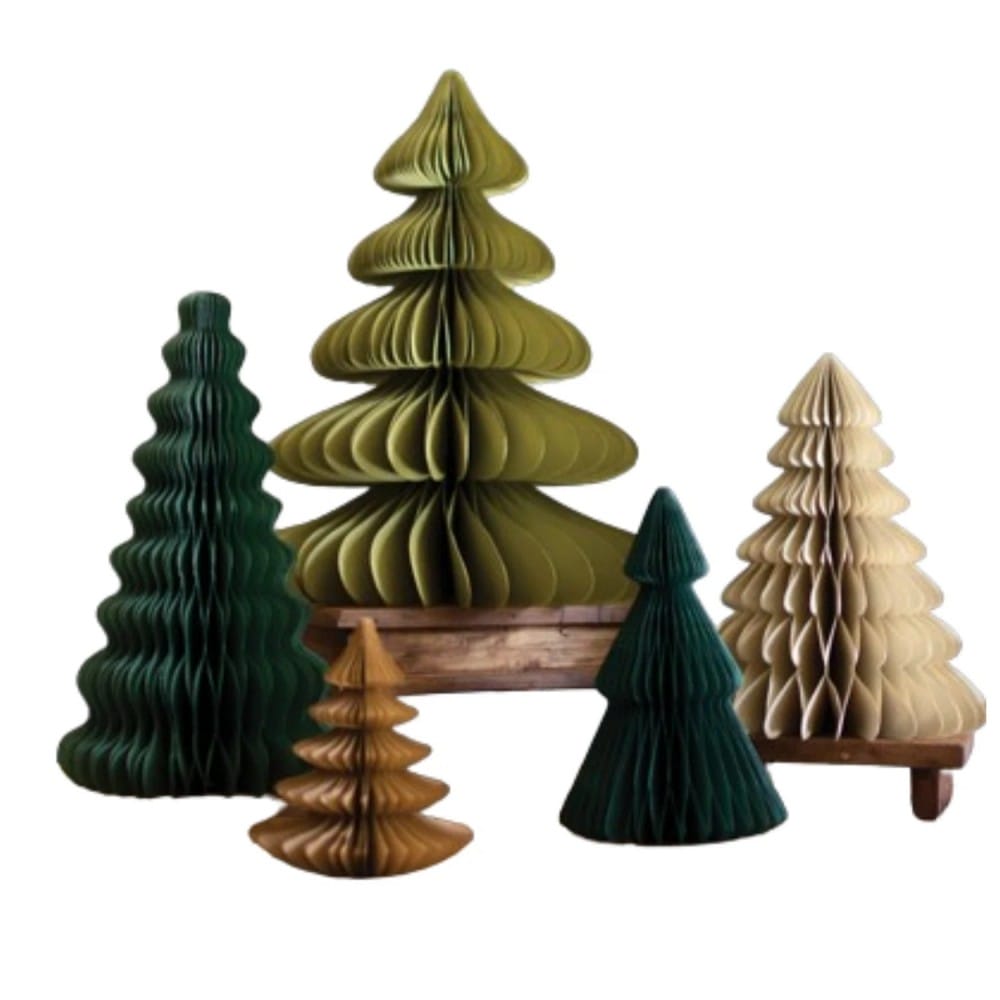 SET OF FIVE PAPER ACCORDIAN CHRISTMAS TREES - ONE EACH (6)