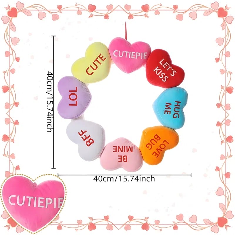 1 Pc Colorful Heart Designing Door Wreath For Couple And Newlyweds Home Entryway Decoration Valentine's Day Decoration (4)