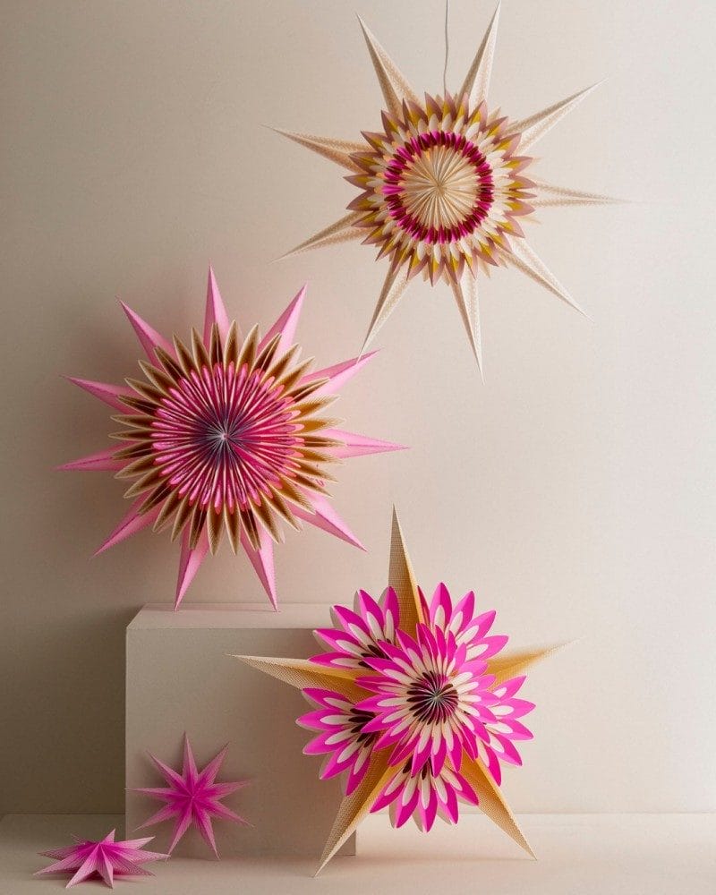 Custom Made Multi-Layered And Foldable Colorful Paper Star Lamps