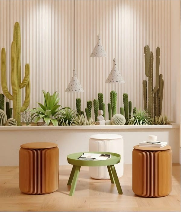 Sunbeauty Expandable Honeycomb Kraft Folding Paper Stool