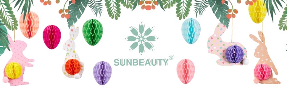 SUNBEAUTY Easter paper bunny and egg decorations banner Spring Easter Party Supply Trends