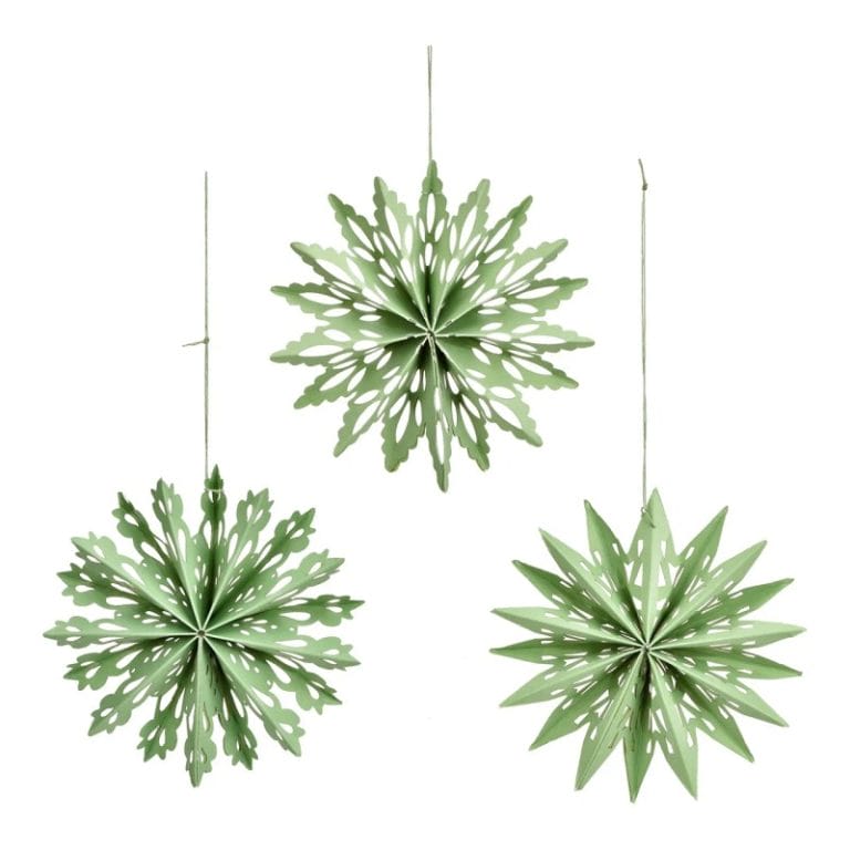 Christmas hanger snowflake made of paper_cardboard, set of 12, green (W_H_D) 10x10x2cm