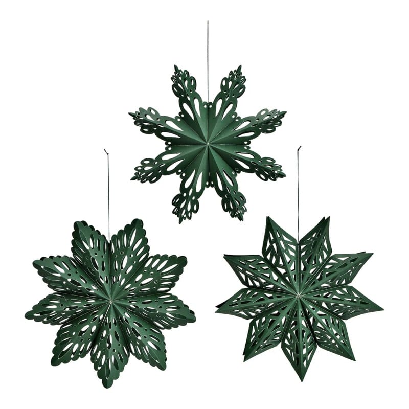 Christmas hanger snowflake made of paper_cardboard, set of 3, green (W_H_D) 22x22x6cm (2)