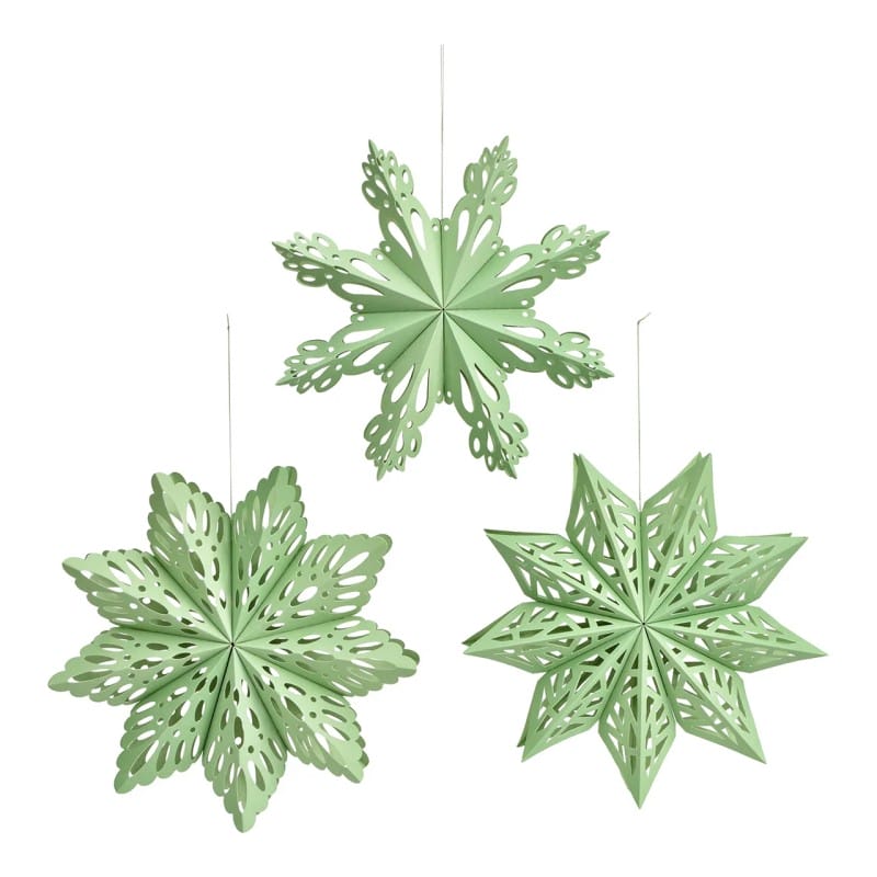Christmas hanger snowflake made of paper_cardboard, set of 3, green (W_H_D) 22x22x6cm (4)